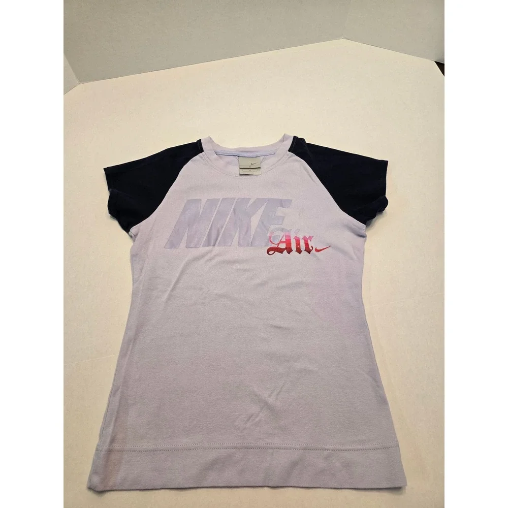 Nike Air T-Shirt Kids Raglan Top Graphic Tee Purple Black‎ Size M